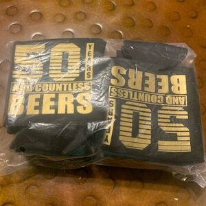 (50 YEARS AND COUNTLESS BEERS NEOPRENE CAN COOLER LOT Birthday lot of 12